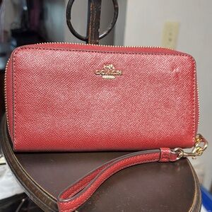 Coach Red Leather Wristlet wallet   Like new